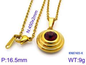 Stainless Steel Stone Necklace - KN87405-K