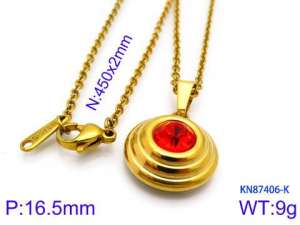 Stainless Steel Stone Necklace - KN87406-K