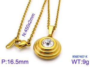 Stainless Steel Stone Necklace - KN87407-K