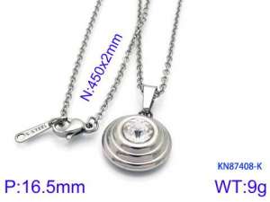 Stainless Steel Stone Necklace - KN87408-K