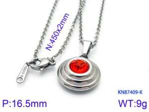 Stainless Steel Stone Necklace - KN87409-K