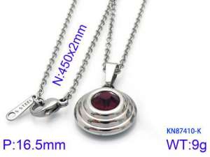 Stainless Steel Stone Necklace - KN87410-K