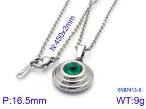 Stainless Steel Stone Necklace - KN87413-K