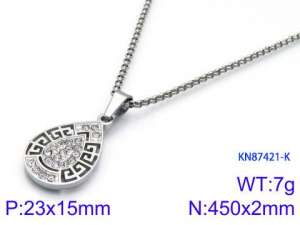 Stainless Steel Stone Necklace - KN87421-K