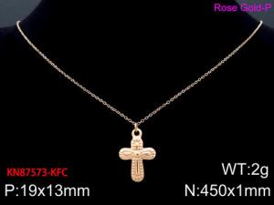 SS Rose Gold-Plating Necklace - KN87573-KFC