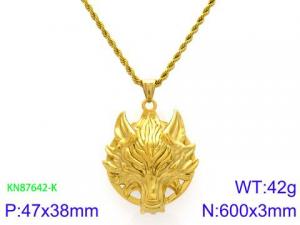 SS Gold-Plating Necklace - KN87642-K