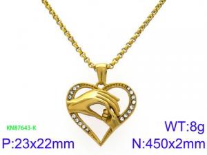 SS Gold-Plating Necklace - KN87643-K
