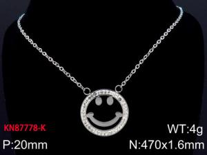 Stainless Steel Stone Necklace - KN87778-K