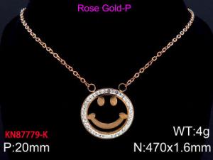 Stainless Steel Stone Necklace - KN87779-K