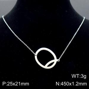 Steel colored stainless steel O-chain letter Q necklace - KN88044-K