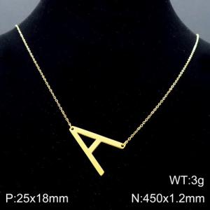 Gold-Plating stainless steel O-chain letter A necklace - KN88048-K