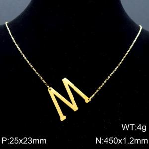 Gold-Plating stainless steel O-chain letter M necklace - KN88060-K