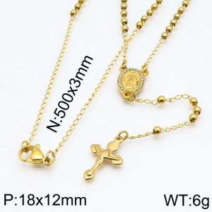 Stainless Steel Rosary Necklace - KN88153-NZ