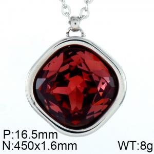 Stainless Steel Stone & Crystal Necklace - KN88200-K