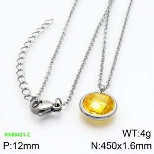 Stainless Steel Stone Necklace - KN88421-Z