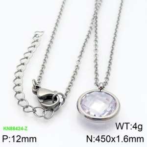 Stainless Steel Stone Necklace - KN88424-Z