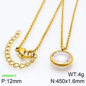 Stainless Steel Stone Necklace - KN88425-Z