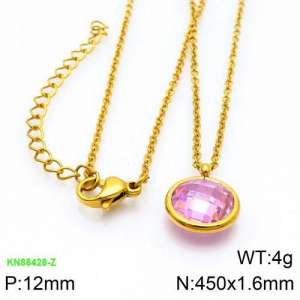 Stainless Steel Stone Necklace - KN88428-Z