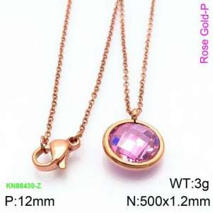 Stainless Steel Stone Necklace - KN88430-Z