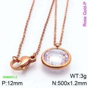 Stainless Steel Stone Necklace - KN88431-Z