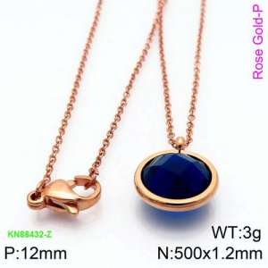 Stainless Steel Stone Necklace - KN88432-Z
