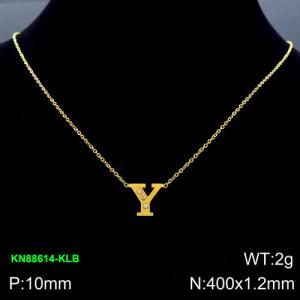 SS Gold-Plating Necklace - KN88614-KLB