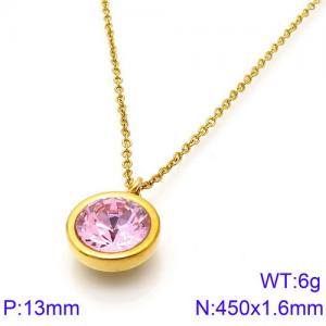 Stainless Steel Stone Necklace - KN88720-K