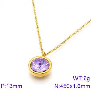 Stainless Steel Stone Necklace - KN88723-K