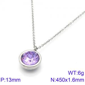 Stainless Steel Stone Necklace - KN88724-K