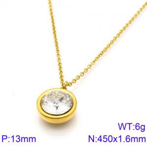 Stainless Steel Stone Necklace - KN88728-K
