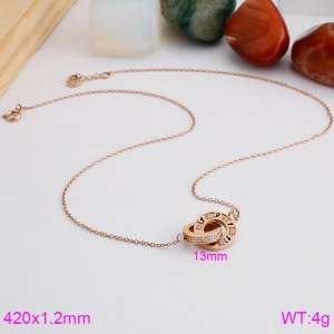 SS Rose Gold-Plating Necklace - KN88870-K