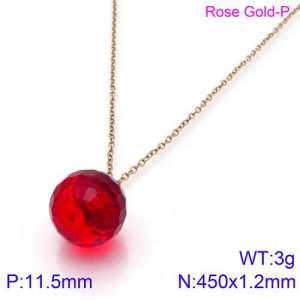 Stainless Steel Stone & Crystal Necklace - KN88995-K