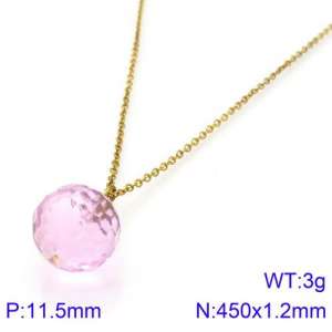 Stainless Steel Stone & Crystal Necklace - KN89006-K