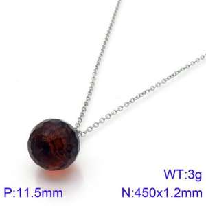 Stainless Steel Stone & Crystal Necklace - KN89008-K