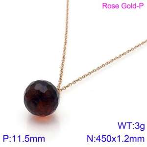 Stainless Steel Stone & Crystal Necklace - KN89010-K