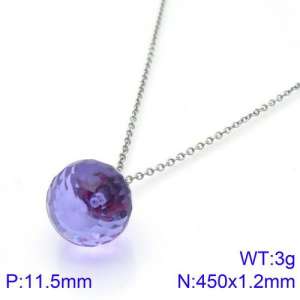 Stainless Steel Stone & Crystal Necklace - KN89011-K