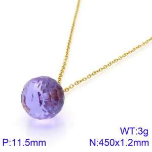 Stainless Steel Stone & Crystal Necklace - KN89012-K