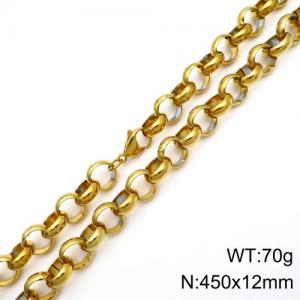 SS Gold-Plating Necklace - KN89114-Z