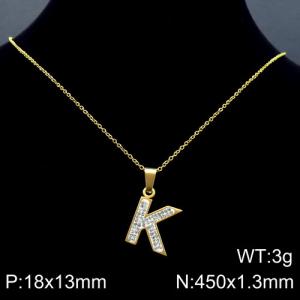 Stainless Steel Stone Necklace - KN89525-K