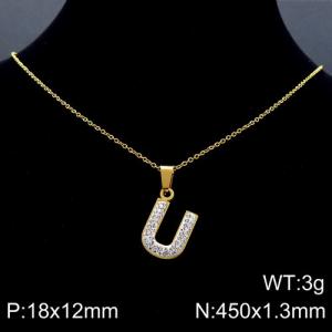 Stainless Steel Stone Necklace - KN89545-K