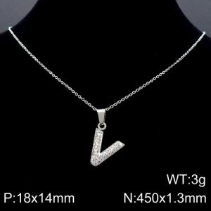 Stainless Steel Stone Necklace - KN89546-K