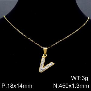 Stainless Steel Stone Necklace - KN89547-K