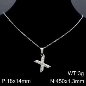 Stainless Steel Stone Necklace - KN89550-K