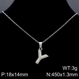 Stainless Steel Stone Necklace - KN89552-K