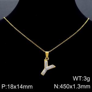 Stainless Steel Stone Necklace - KN89553-K