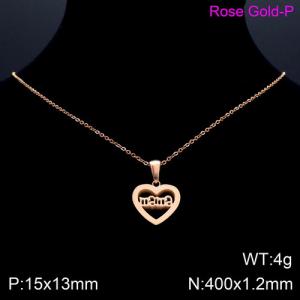 SS Rose Gold-Plating Necklace - KN89584-K
