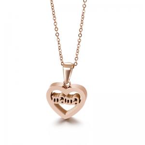 Heart shaped Mama stainless steel necklace for women as a Mother's Day gift Rose Gold-Plating Necklace - KN89584-K