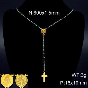 Stainless Steel Rosary Necklace - KN89601-K