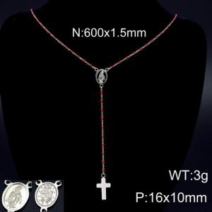 Stainless Steel Rosary Necklace - KN89603-K