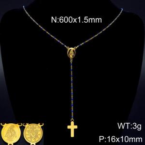 Stainless Steel Rosary Necklace - KN89605-K